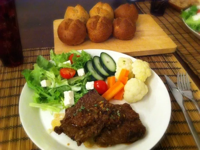 牛もも肉ステーキの和風ソース定食|keiko mashimaさん