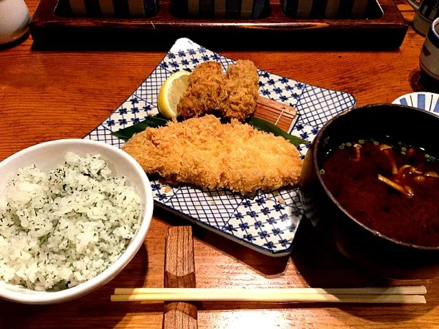 ひれカツと牡蠣フライ|うめこさん