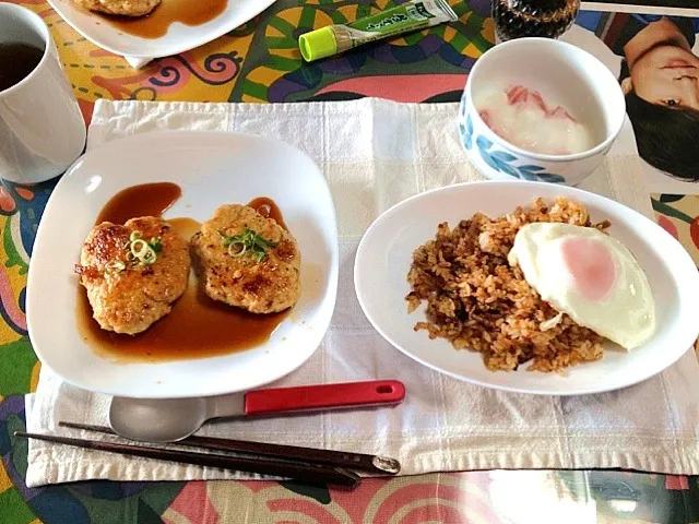 豆腐ハンバーグとネギ味噌チャーハン！|amy813さん