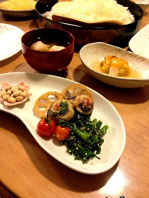 Snapdishの料理写真:節分料理  梅シソ鰯巻揚げ他|hacchi masumiさん