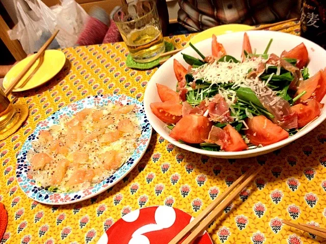 ほうれん草サラダと鯛のカルパッチョ|tomoさん