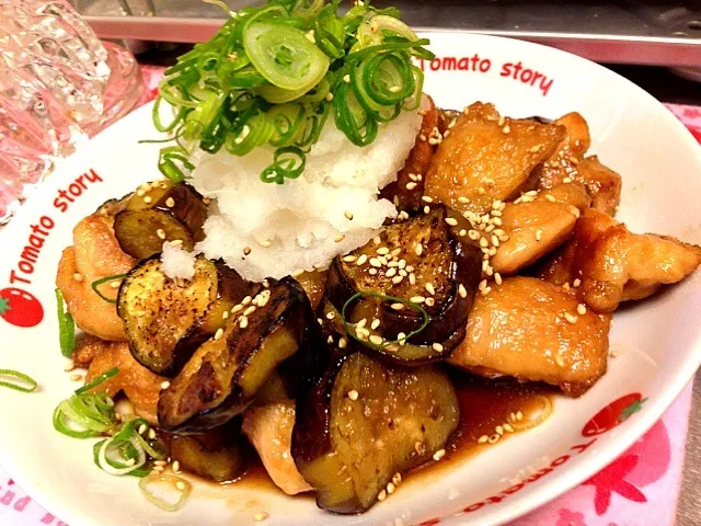 お茄子の鶏肉のポン酢炒め|am.mamさん