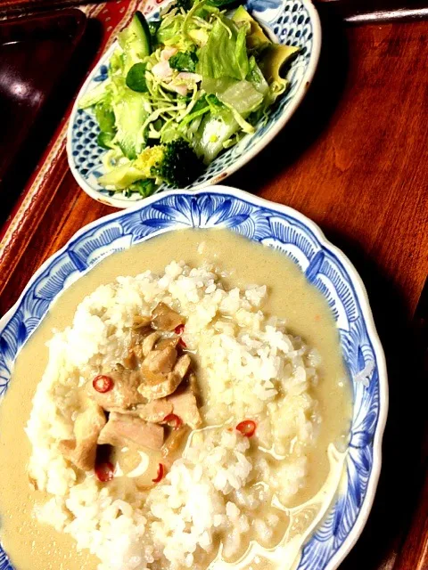 Snapdishの料理写真:タイカレー＆サラダ|もぎれいこさん