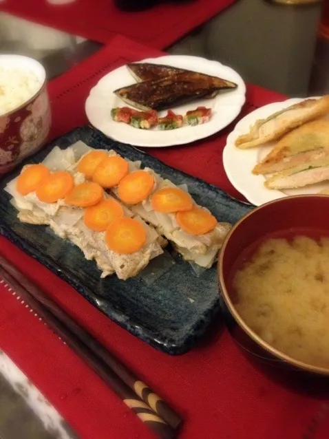 茄子と生麩田楽&ささみチーズフライ&大根豚蒸し|tsukasaさん