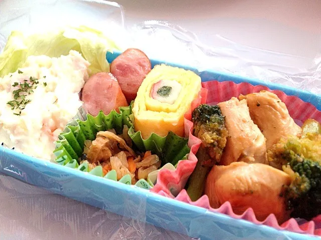 旦那ちゃまのお弁当『鶏胸のマヨポン炒め弁当』|鈴木 美菜子さん