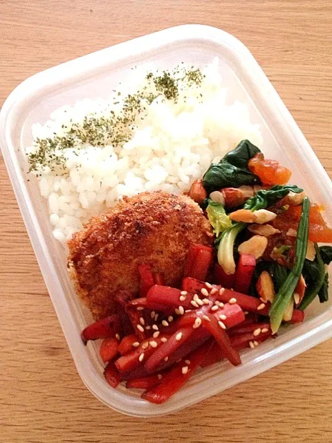 Snapdishの料理写真:ひよこ豆のメンチカツ風弁当|キーラさん