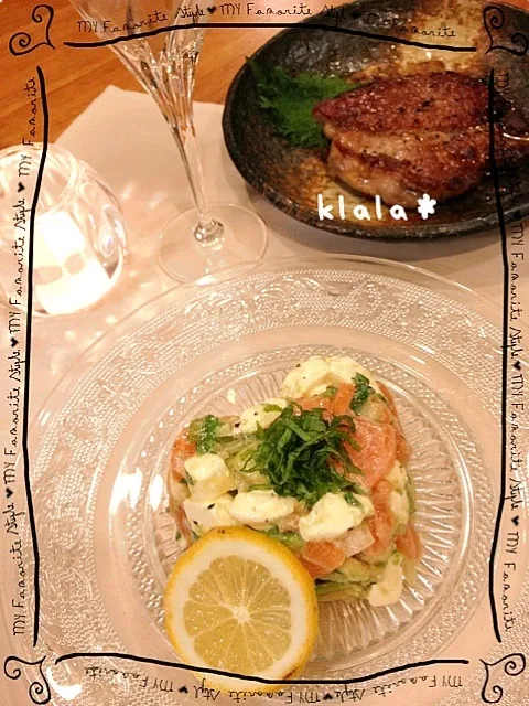 Snapdishの料理写真:コストコ晩ご飯❤アボサーモンクリチの♡の塩麹ガレット☆|くららさん