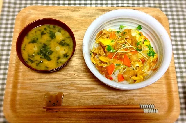 親子丼 大根菜の味噌汁|ひかさん