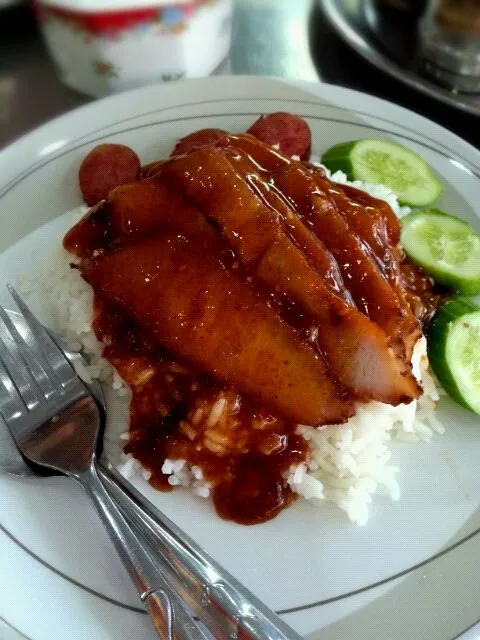 barbuced red pork in sauce with rice|hakubaraさん