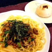 Snapdishの料理写真:初体験！納豆パスタ