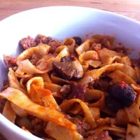 Snapdishの料理写真:Fettuccine with Sausage and Mushroom Sauce|Andi Gleesonさん