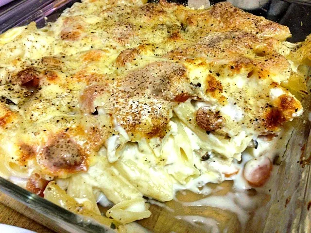 Au gratin - mushroom and sausages|natasharavindranさん