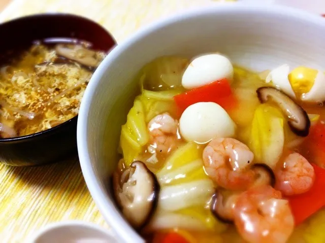 中華丼 with 玉子スープ|なかのさん