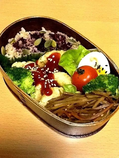 Snapdishの料理写真:鷄バーグ弁当|なおさん