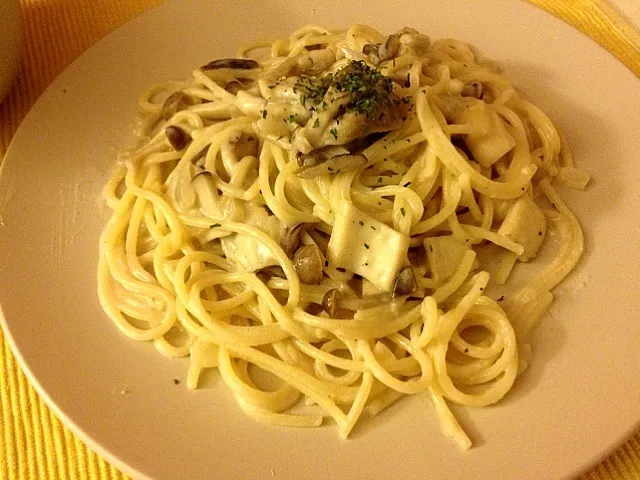 creamy stuffed mushroom pasta|ayakin skywalkerさん