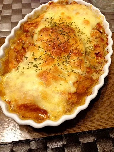 Snapdishの料理写真:タンドリーチキンチーズ焼き|tagakumiさん