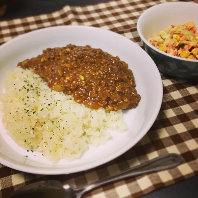 豆腐入りキーマカレーとコールスローサラダ|tomoeさん