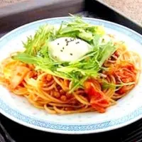 納豆とキムチのパスタ|はるにゃんさん