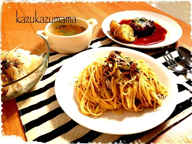 シャキシャキネギツナマヨパスタ🍝|kazukazumamaさん