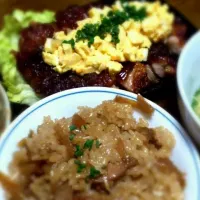 ﾁｷﾝ南蛮、鶏ごぼう飯、玉子ｽｰﾌﾟ、ﾎﾟﾃﾄｻﾗﾀﾞ|naaさん