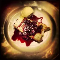 Snapdishの料理写真:Blueberry Grand marnier crepe with brie cheese filling and vanilla icecream|Andrew Tobinさん