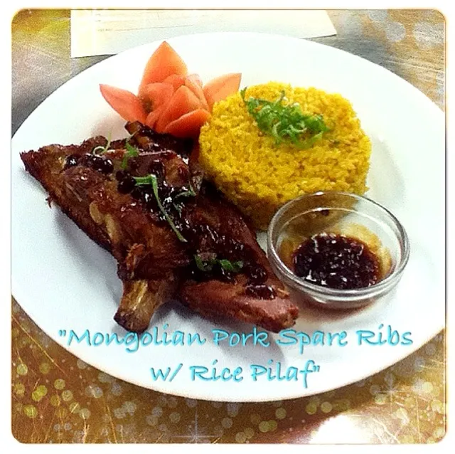 Snapdishの料理写真:Mongolian pork spare ribs wth rice pilaf|Tagaytayさん