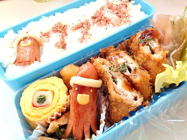 Snapdishの料理写真:旦那ちゃまのお弁当『チーズ豚カツ弁当』|鈴木 美菜子さん