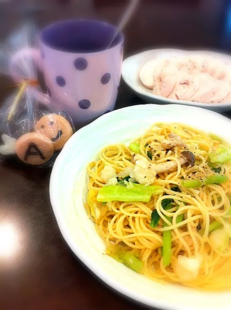 おろしの和風パスタと塩麹で作ったハム|ayanoさん