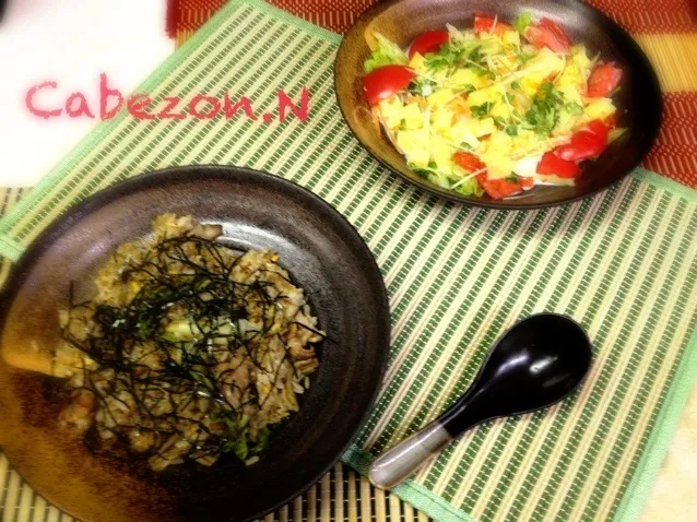 俺の夕めし  お新香炒飯&厚焼き玉子サラダ|Cabezon.Nakamuraさん