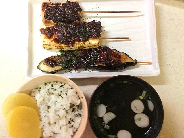 Snapdishの料理写真:田楽と菜飯とお吸い物|kohakuhime27さん