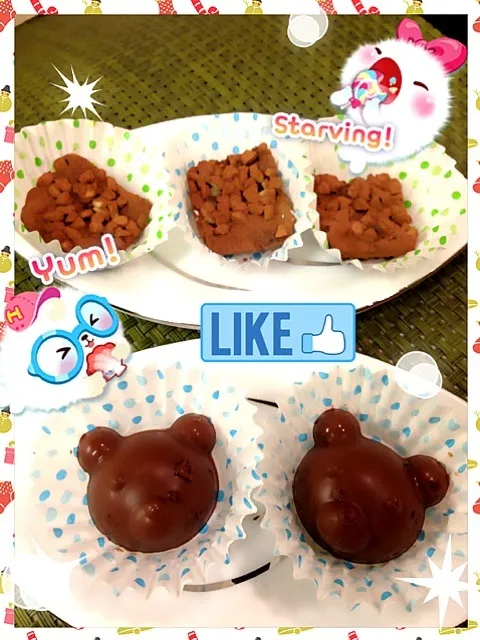 Snapdishの料理写真:初めてのバナナチョコとアーモンドのココア生チョコ꒰ू ऀ•̥́ꈊ͒ੁ•ૅू॰˳ऀ꒱ ͟͟͞  ̊|Rowen Wongさん