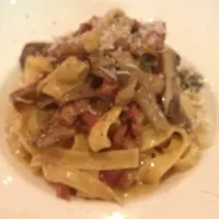 Tagliatelle with mushroom and prosciutto|leeさん