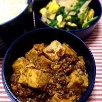 麻婆豆腐と豚ニラ炒め弁当|ぴよさん