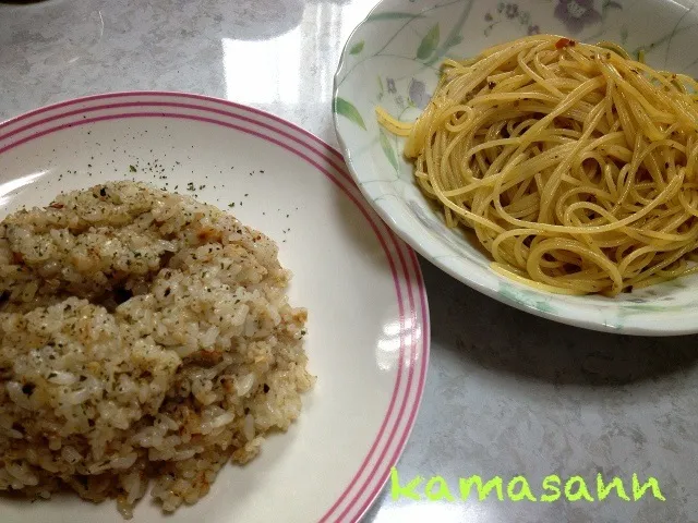 きのこのマリネピラフ、パスタソースで簡単パスタ🍝|かまさん