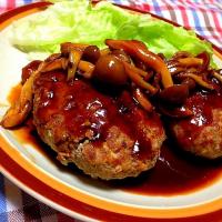 洋風小松菜入り豆腐ハンバーグ♡~キノコデミソース~