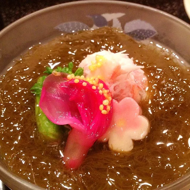 もずく酢とカニと菜の花|梅花権現さん