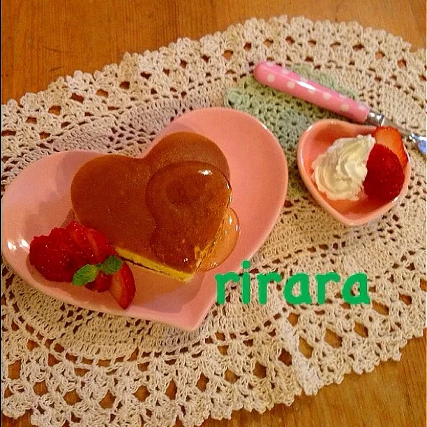 ❤ハートのパンケーキ🍓|りら♡さん