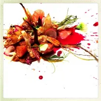 ROASTED CARROT. ROMESCO. SEARED HEIRLOOM TOMATO. RAS EL HANOUT CAULIFLOWER. RADISH. FENNEL. BAHARAT BEET JUS