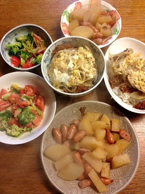 ★カツ丼★ウィンナーと大根の炊いたん★ブロッコリートマト|三宅 里美さん