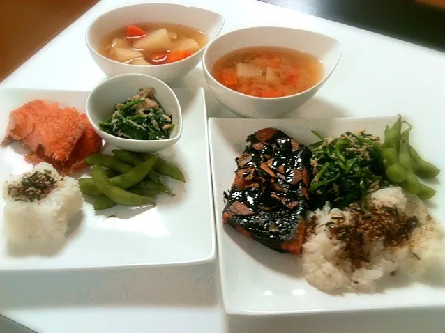 [Dinner] Fries Salmon, Tuna Vegetable, Carrot Soup|keikeilimさん