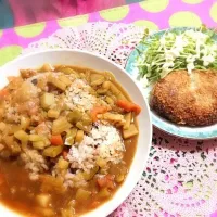 あまり野菜カレーと薩摩コロッケ〜の夜。|かなこさん