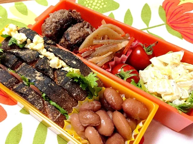 手作りライ麦カンパーニュでサンドウィッチ弁当|なおさん