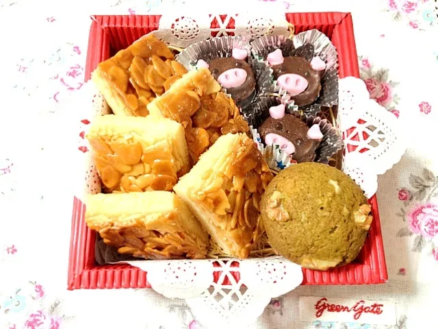 フロランタン♡豚の生チョコ♡抹茶ホワイトチョコマフィン|さえさん