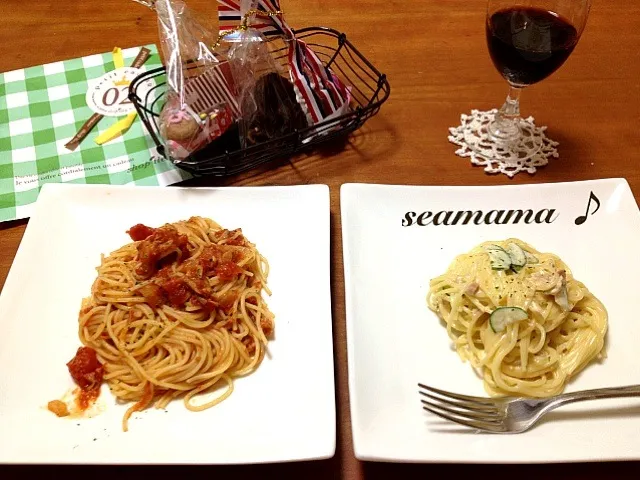 Snapdishの料理写真:手抜きパスタ🍴 🍅パスタ✨|seamama みささん