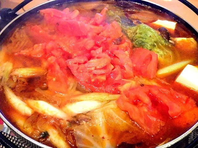 実家の野菜のキムチ鍋|かおりさん