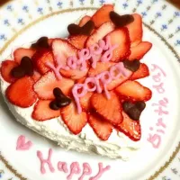 Snapdishの料理写真:62歳の誕生日ケーキ。スポンジは市販のもの。|淳子さん