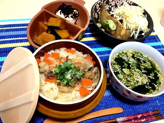 釜飯&南瓜の煮物&鰈の煮付け♡|たえさん