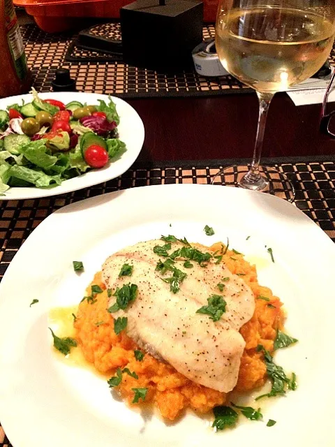 Lemon roasted  talapia with sweet potato  purée|christina marie 😋🍷🐼💋💚さん