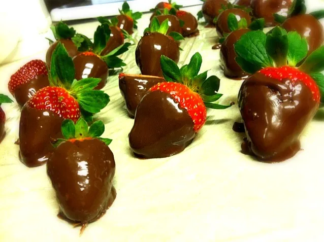 Snapdishの料理写真:Chocolate dipped strawberries|Juliee ~ ジュリーさん