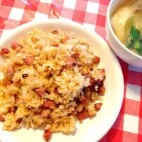 チャーハンと水餃子のスープ|マシコさん